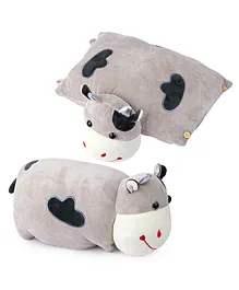 Fiddlerz Cow Shaped Plush Soft Toy Pillow - Grey