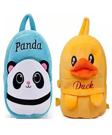 PROERA Panda & duck Kids School Bag  Soft Plush Cartoon Baby Bag Pack of 2 Multicolour Pack of 2 - Height 12 Inches