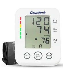 Ozocheck Fully Automatic Digital Blood Pressure and Pulse Rate Monitor with MDI Technology Bp Monitor - White