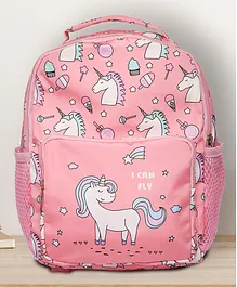 POPLINS Unicorn Graphic Design Backpack Pink White - Height 11.02 Inches
