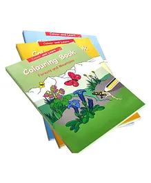 Colouring Book Forests And Mountains Sea And Ponds Fields And Meadows Set Of 3 - English