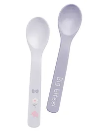 Stephen Joseph Silicone Baby Spoons Elephant Pack Of 2 - Grey & white