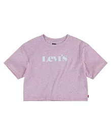 Levi's Half Sleeves Brand Name Print Cropped Tee - Beige