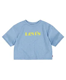 Levi's Half Sleeves Brand Name Print Cropped Tee - Blue