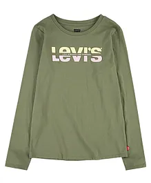 Levi's Full Sleeves Split Logo Print Tee - Green