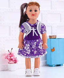 Speedage Senorita Fashion Doll in Floral Frock Purple - Height 48 cm