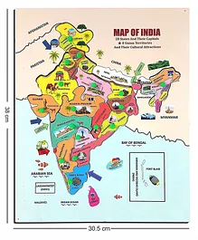 Crackles Wooden India Map Pegged Puzzle With States & Union Territories Multicolor - 22 Pieces
