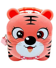 Crackles Cute Tiger Money Safe Piggy Bank With Lock - Multicolor