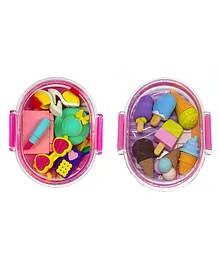 Crackles Make Up And Ice Cream Shaped Erasers 14 Pieces - Multicolour