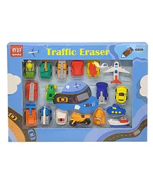 Crackles Transport Vehicles Theme Eraser Pack of 17 ( Colour May Vary)
