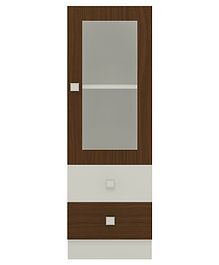 adona minerva bookshelfcumstorage cabinet with glass shutter & 2 drawers  coffee brown