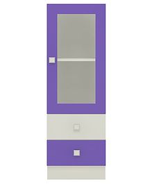 adona minerva bookshelfcumstorage cabinet with glass shutter & 2 drawers  lavender purple
