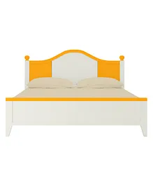 Adona Victoria Teak Wood Queen Bed with Posts and Curved Headboard- Yellow