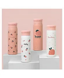 YAMAMA Strawberry Print Stainless Steel Vacuum Flask Insulated Water Bottle Multicolour - 420 ml