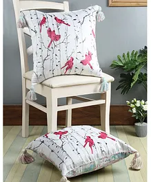 Eyda Digital Print Velvet Reversible Cushion Cover Set of 2 - White