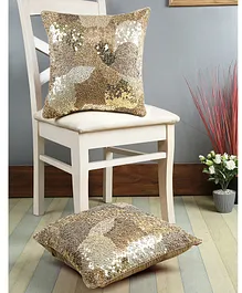 Eyda Cushion Covers Embellished Set of 2 - Golden