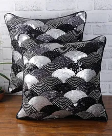 Eyda Cushion Covers Embellished Pack of 2 - Black Silver