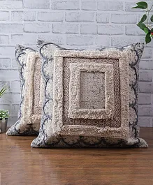 Eyda Hand Block Cotton Cushion Cover Set of 2 - Beige
