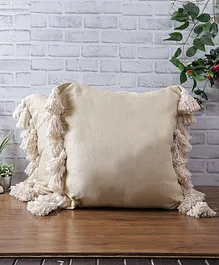Eyda Chenille Cotton Tassel Cushion Covers Pack of 2 - Cream