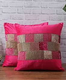 Eyda Velvet Beaded Cushion Cover Pack of 2 - Pink