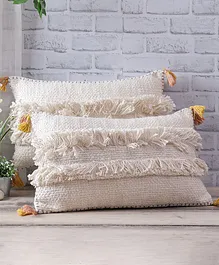 Eyda Jute Cotton Cushion Covers with Tassels Pack of 2 - Off White