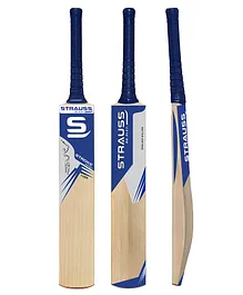 Strauss English Willow Wood Cricket Bat 11000 - Beige Navy Blue