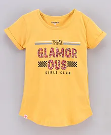 Sundae Kids Half Sleeves Top Glamorous Print - Yellow