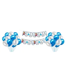 Amazing Xperience Birthday Decoration Kit Frozen Theme Blue And White - Pack of 21