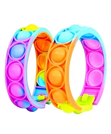WOW TOYS- Delivering Joys of Life Pop Bubble Stress Relieving Silicone Pop It Fidget Bracelet Pack of 2 - Multicolour