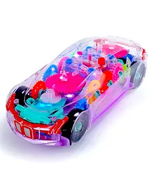 WOW TOYS- Delivering Joys of Life 360 Degrees Rotating Transparent Concept Racing Car With Music & 3D Flashing Lights - Multicolor