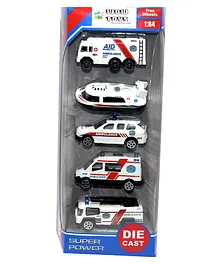 WOW TOYS  - Delivering Joys of Life Die Cast Free Wheel Mini Ambulance Set Of 5 - Multicolor