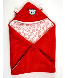Babyzone Super Soft Baby Hooded Wrapper - Red