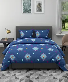 Bianca Ultra Soft King Size Ac Comforter & Bedsheet Set With 2 Pillow Covers Geometric- Blue
