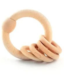Ariro Beech Wood Circular Rattle - Brown