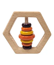 Ariro Neem Wood Hexagon Rattle - Multicolour