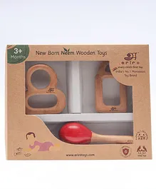 Ariro New Born Neem Wood Teether Gift Set of 3 - Brown