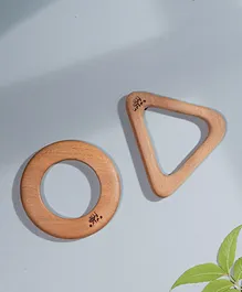 Ariro Organic Non Toxic Circle & Triangle Neem Wood Teethers Pack of 2 - Brown