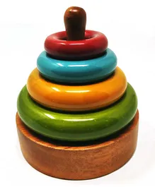 Ariro Neem Wooden Stackers Set Of 4 - Multicolour