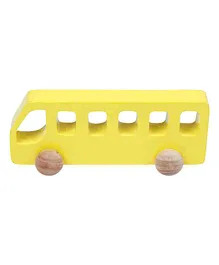 Ariro Free Wheel Ivory Wood Bus Toy - Yellow