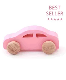 Ariro Free Wheel Ivory Wood Car Toy - Pink
