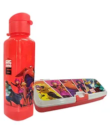 Sterling Big Hero Theme Water Bottle With Pencil Box Set - Multicolour