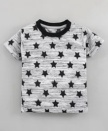 Rikidoos Half Sleeves Stars Printed T Shirt  - Grey