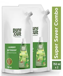 PureCult Liquid Laundry Detergent Refill Combo Pack of 2 - 750 ml Each 