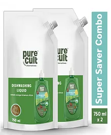 PureCult Dishwashing Liquid Refill Combo Pack Of 2 - 750 ml Each