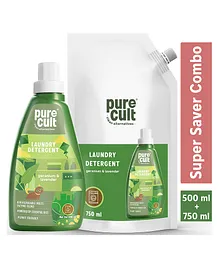 PureCult Liquid Laundry Detergent Bottle With Refill Combo - 500 ml & 750 ml