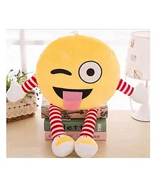 Frantic Winky Smiley With Hand And Legs Plush Cushion Pillow - Multicolour