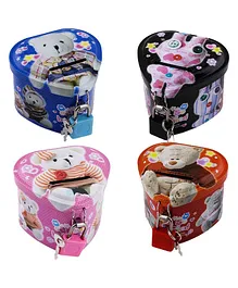 YAMAMA Heart Shape Metal Piggy Bank With Lock and Keys (Colour May Vary)