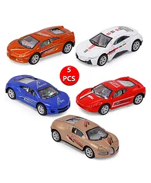  Fiddlerz Die Cast Mini Pull Back Metal Racing Cars Pack Of 5 - Multicolour