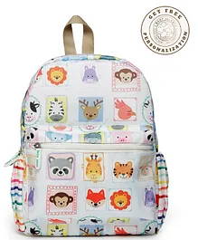 Baby Jalebi Personalised Backpack Animal Print White - Height 14.9 inches
