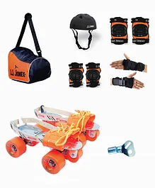 JJ JONEX Super Tenacity Adjustable Skates Combo With Medium Size Helmet - Black Orange
